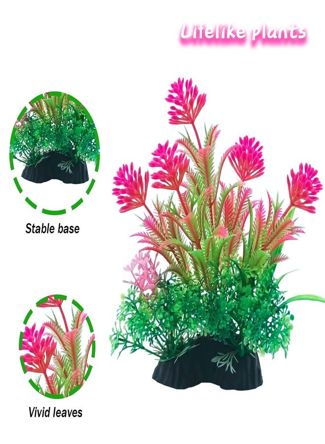 SLOCME 10 Pcs Aquarium Rock Cave & Plants Set - Colorful Plastic Aquarium Plants Fish Tank Decorations, Ceramic Betta Fish Hideout Breeding Shelter - Image 4